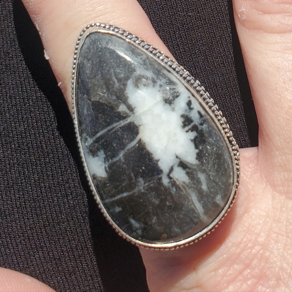 New Oversized Zebra Jasper 925 Silver Ring. - Picture 3 of 15
